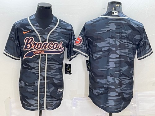 Men's Denver Broncos Blank Gray Camo With Patch Cool Base Stitched Baseball Jersey